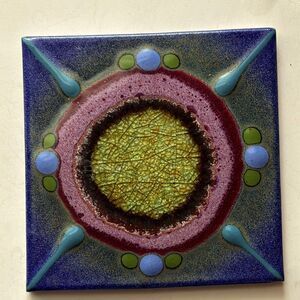 Matthew Patton Decorative Art Tile Trivet Vibrant Colors in Abstract 6x6